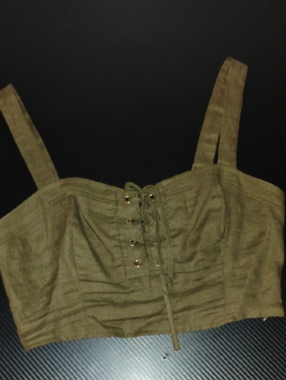 Guess Olive Lace-Up Crop Top - Women
